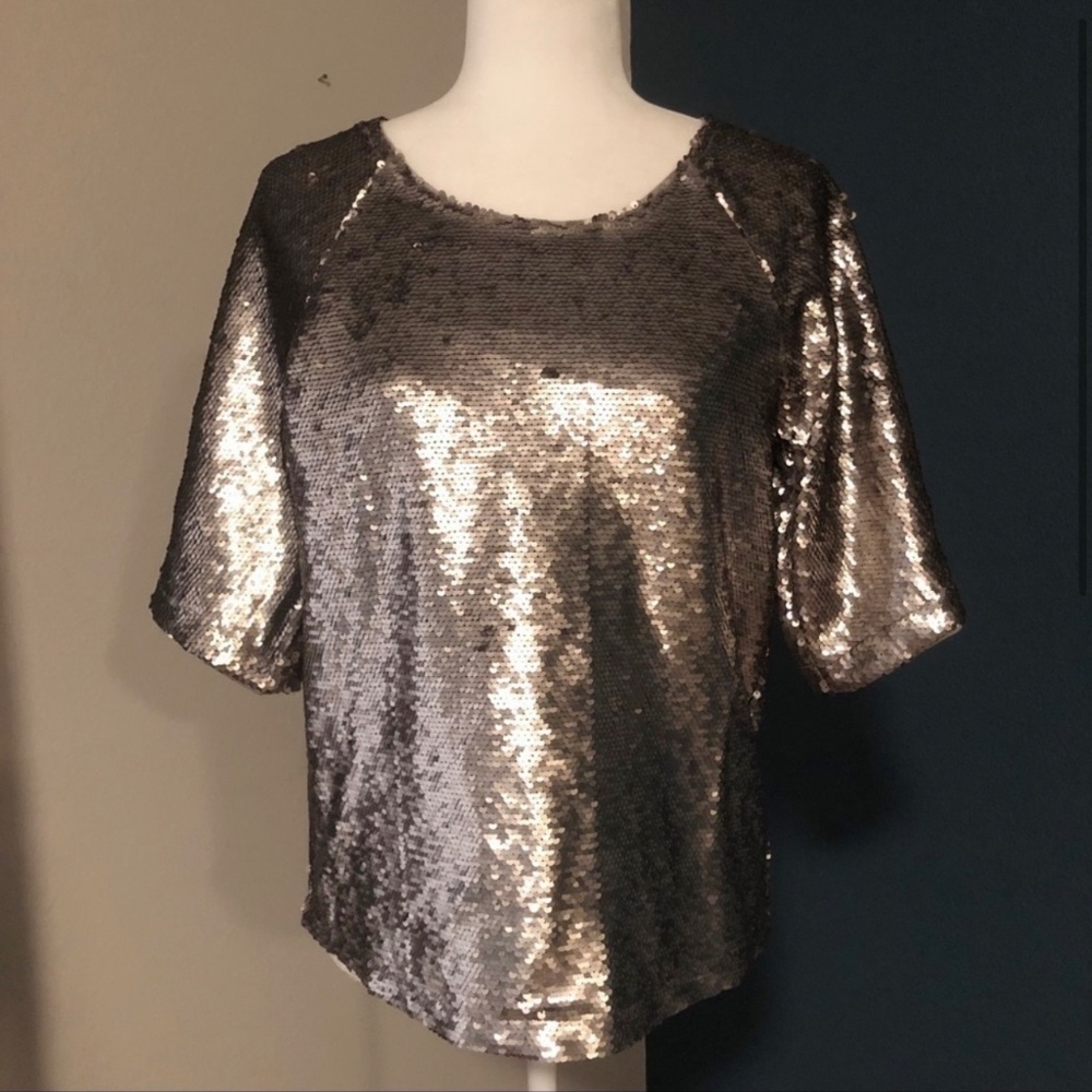 NWT Skies Are Blue gold sequin top - Picture 2 of 9